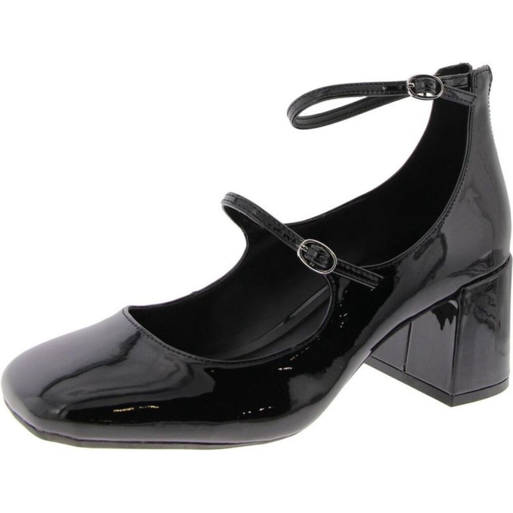 On 34th Womens Tonii Black Patent Square Toe Mary Jane Heels Shoes NEW IN BOX